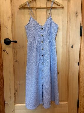 H&M Pinstripe Seersucker Button Up Summer Dress